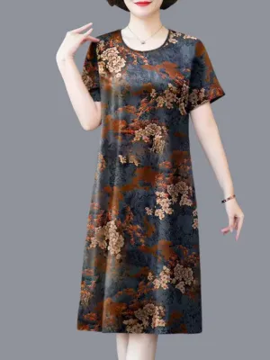 Ice Silk Summer Loose Slimming Mother Clothes Dress