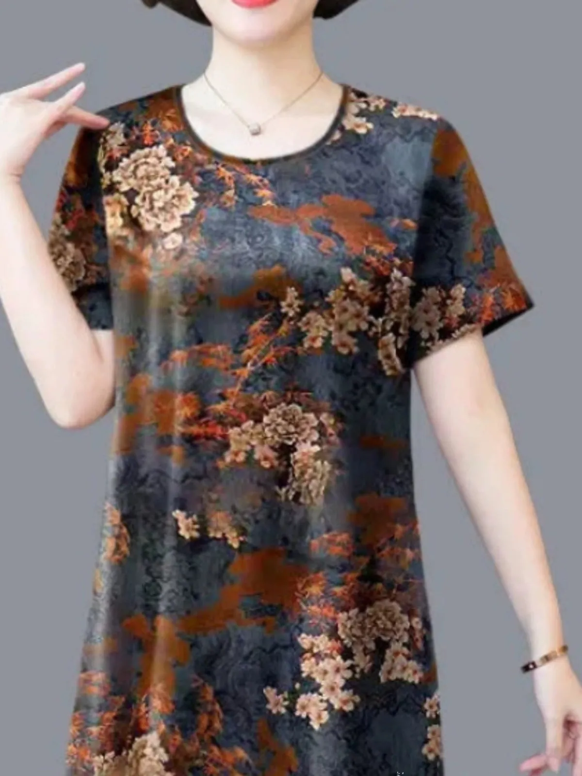 Ice Silk Summer Loose Slimming Mother Clothes Dress