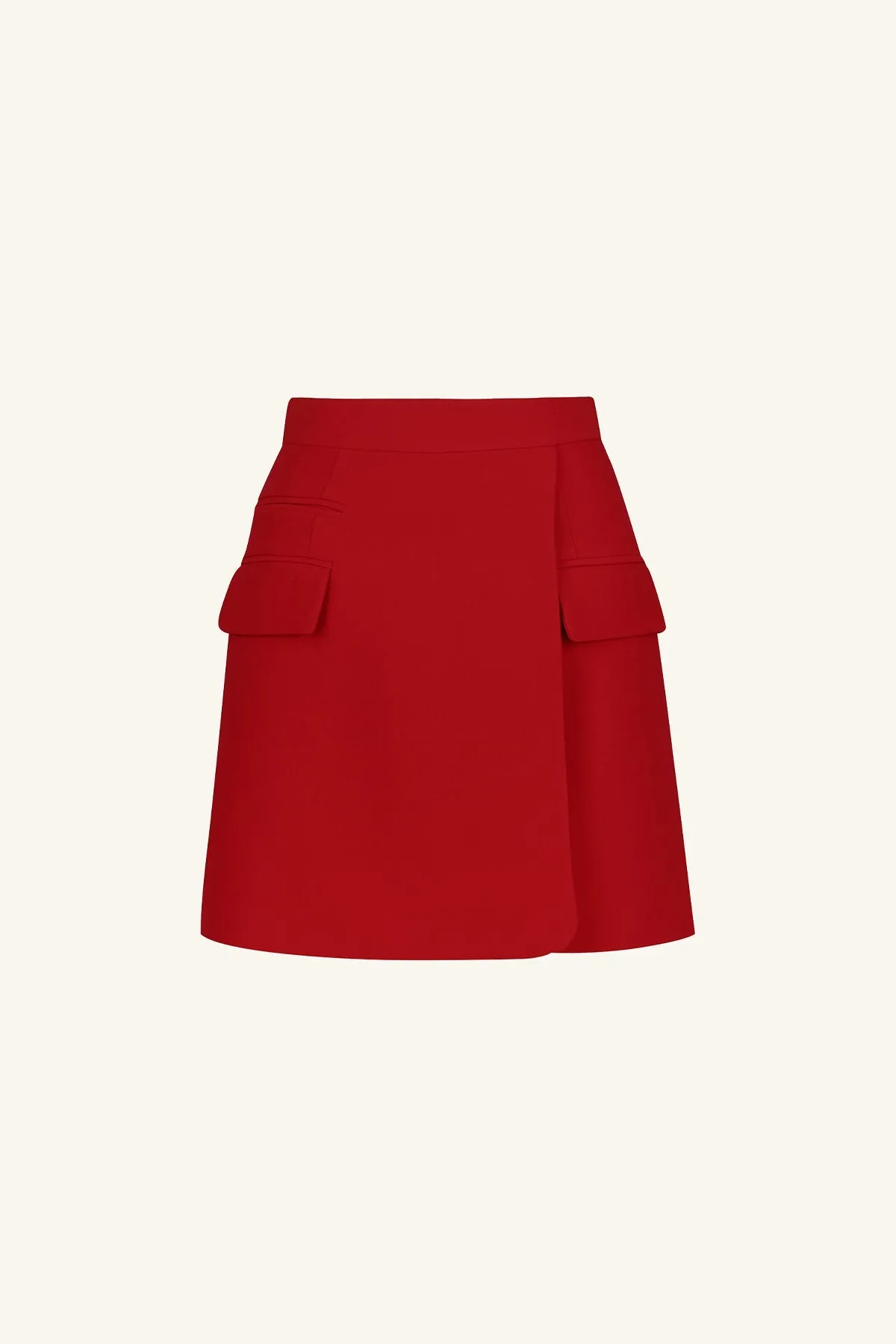 IRENA WRAP MINI SKIRT - ROMA RED