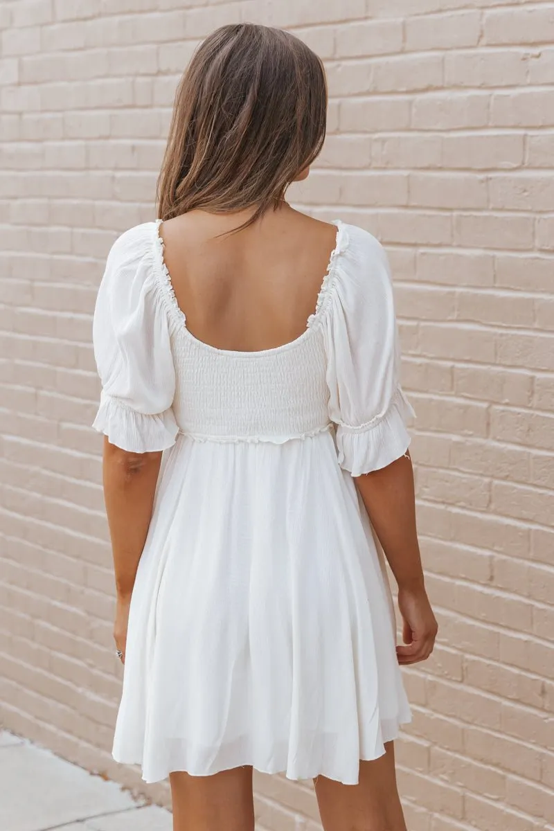 Ivory Sweetheart Smocked Mini Dress - FINAL SALE