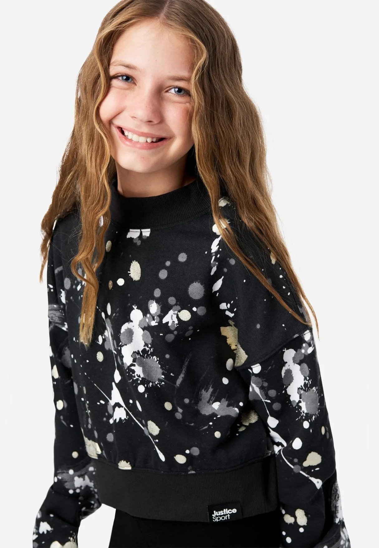 J Sport Patterned Mock Neck Sweatshirt