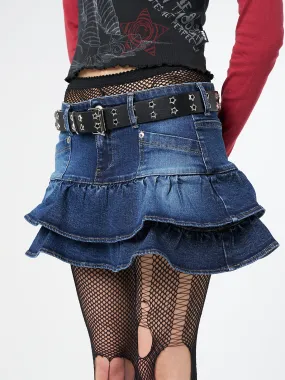 Kat Washed Blue Denim Y2K Mini Skirt