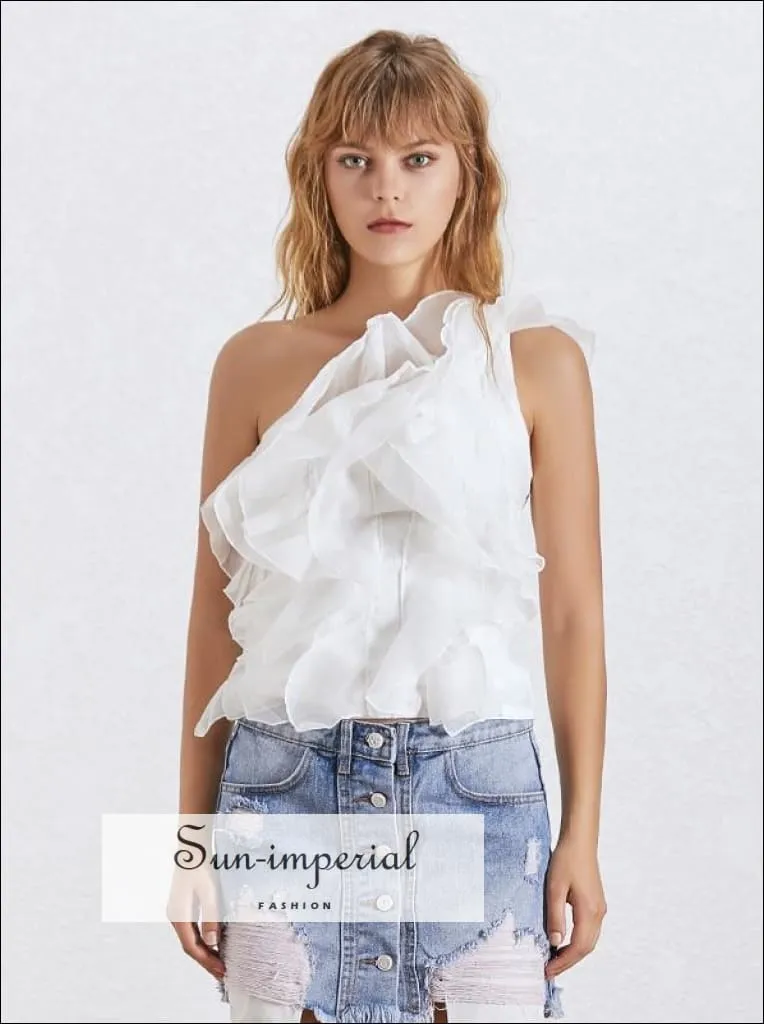 Lennon top - Women's top Ruffles One Shoulder Blouse