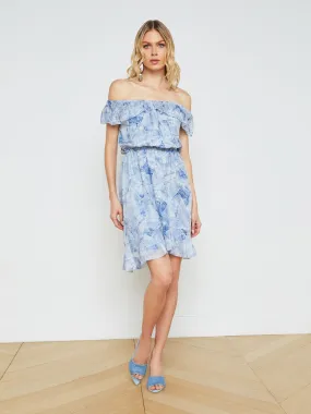 Leonie Silk Off-The-Shoulder Dress