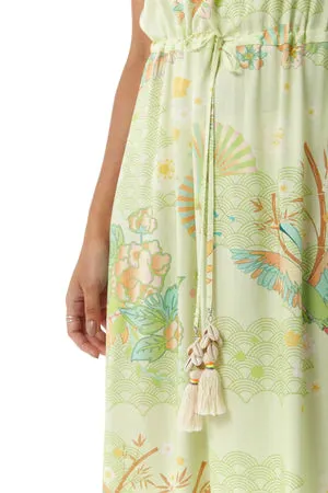 Liquorish Floral And Bird Print Off Shoulder Maxi Dress