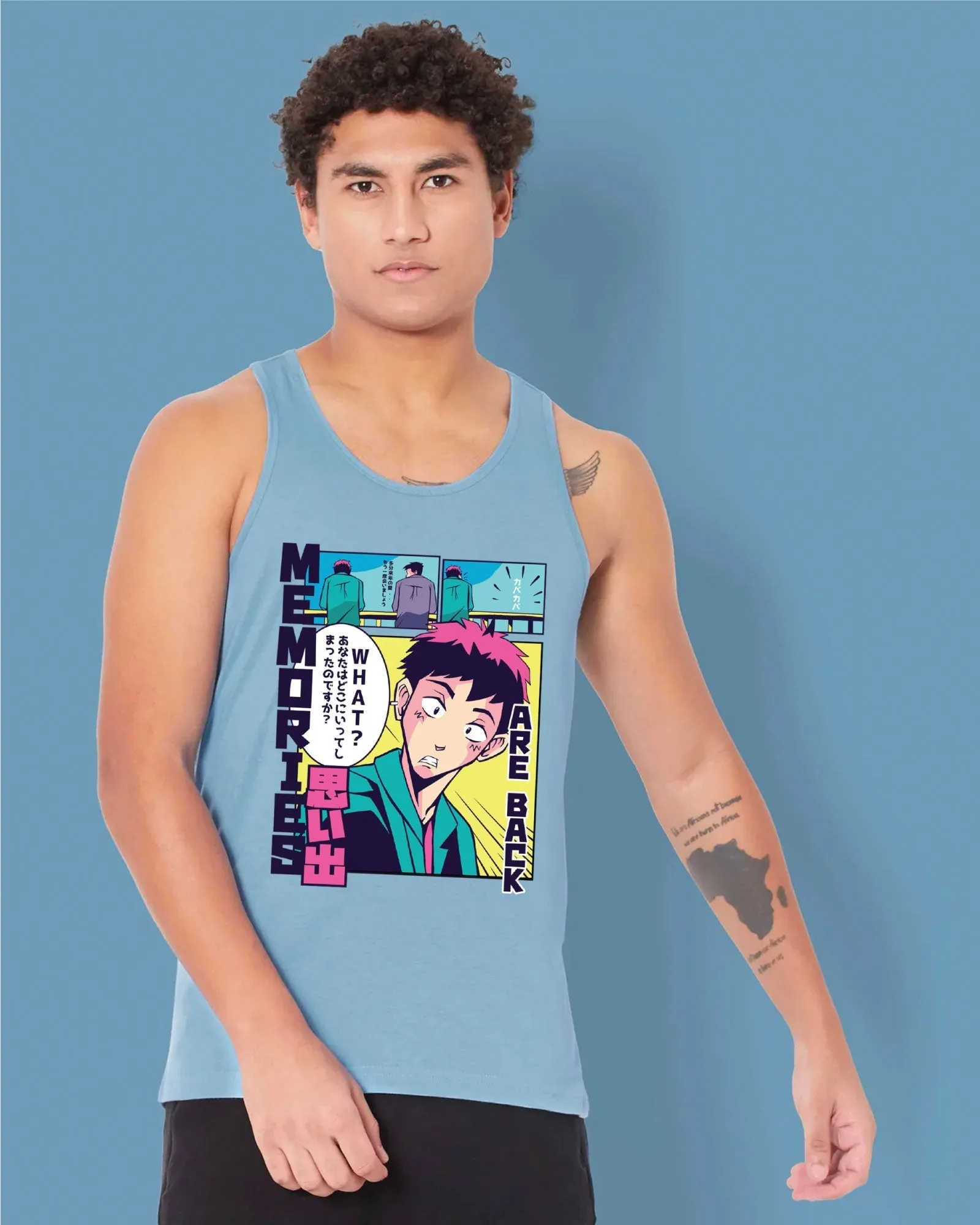 Memories Tank Top: Cyan Blue