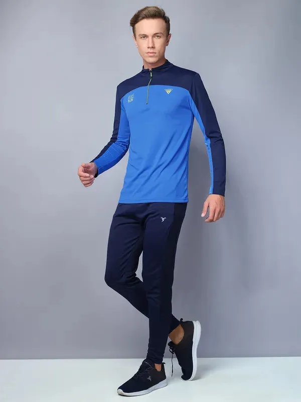 Men Colorblock Slim Fit Mock Neck T-shirt with TECHNO COOL