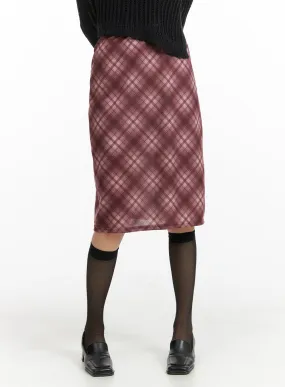 Middle Waist Checkered Midi Skirt CM413