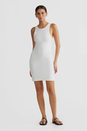 Mimi Rib Mini Dress White