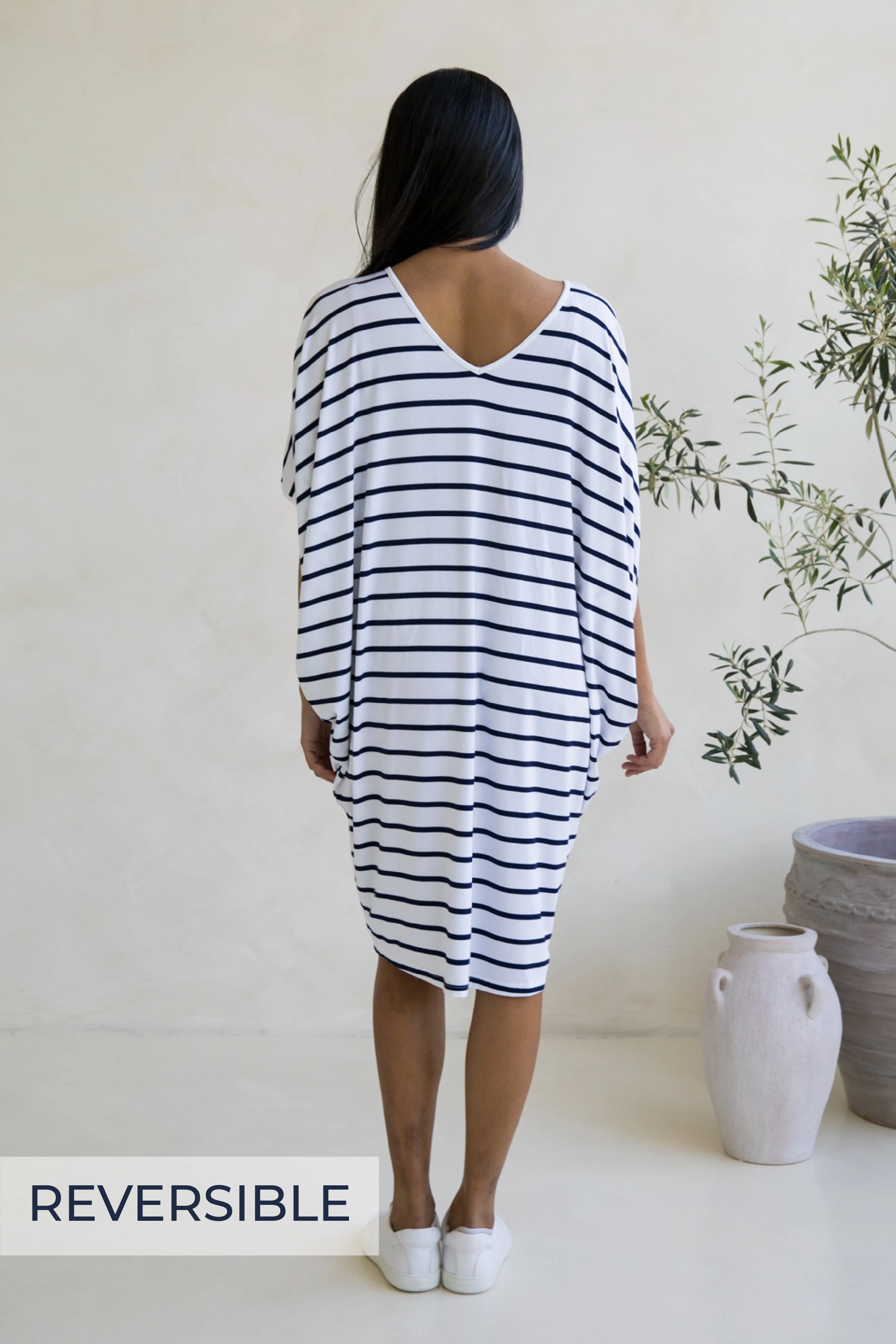 Miracle Dress in Navy/White Stripe