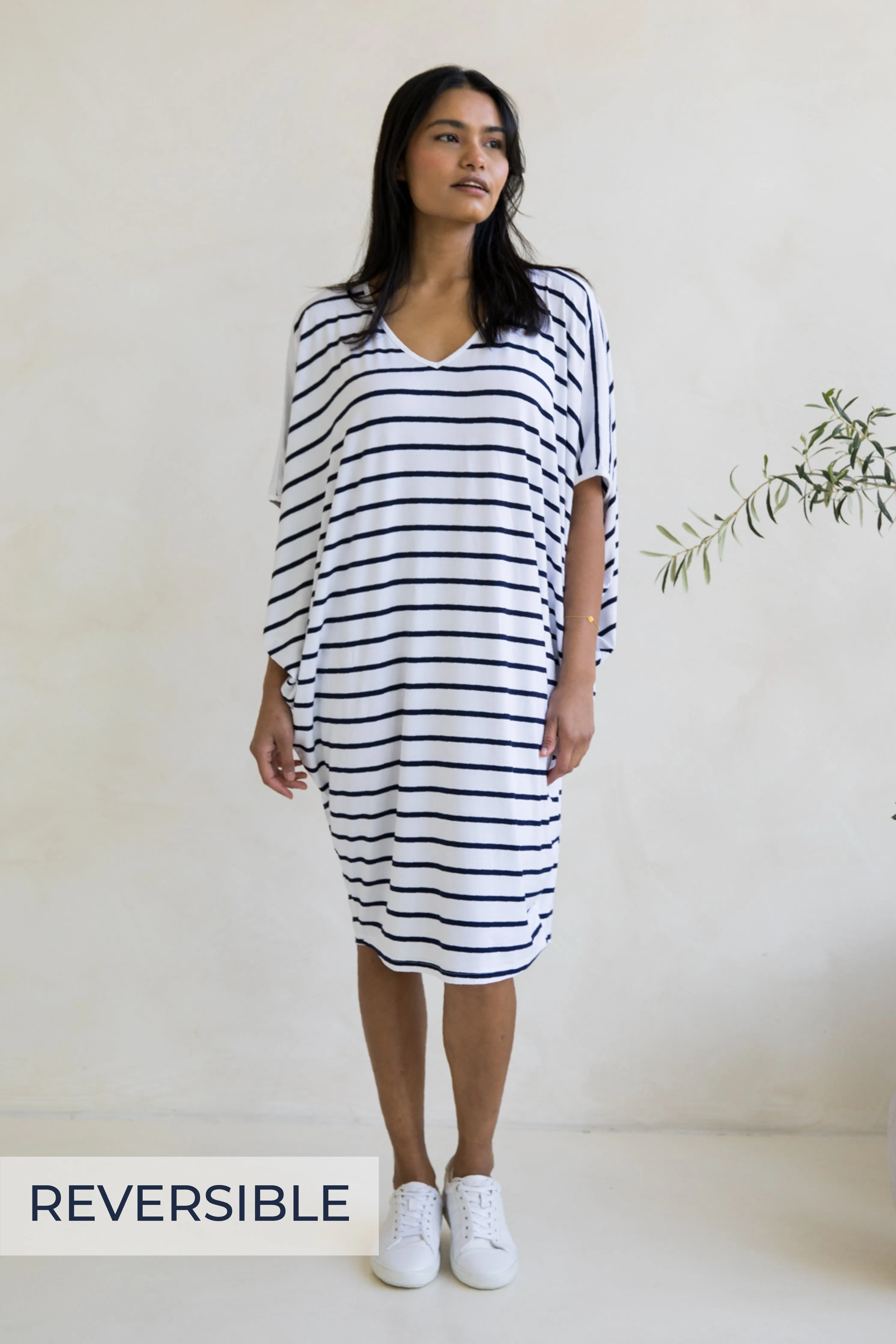 Miracle Dress in Navy/White Stripe