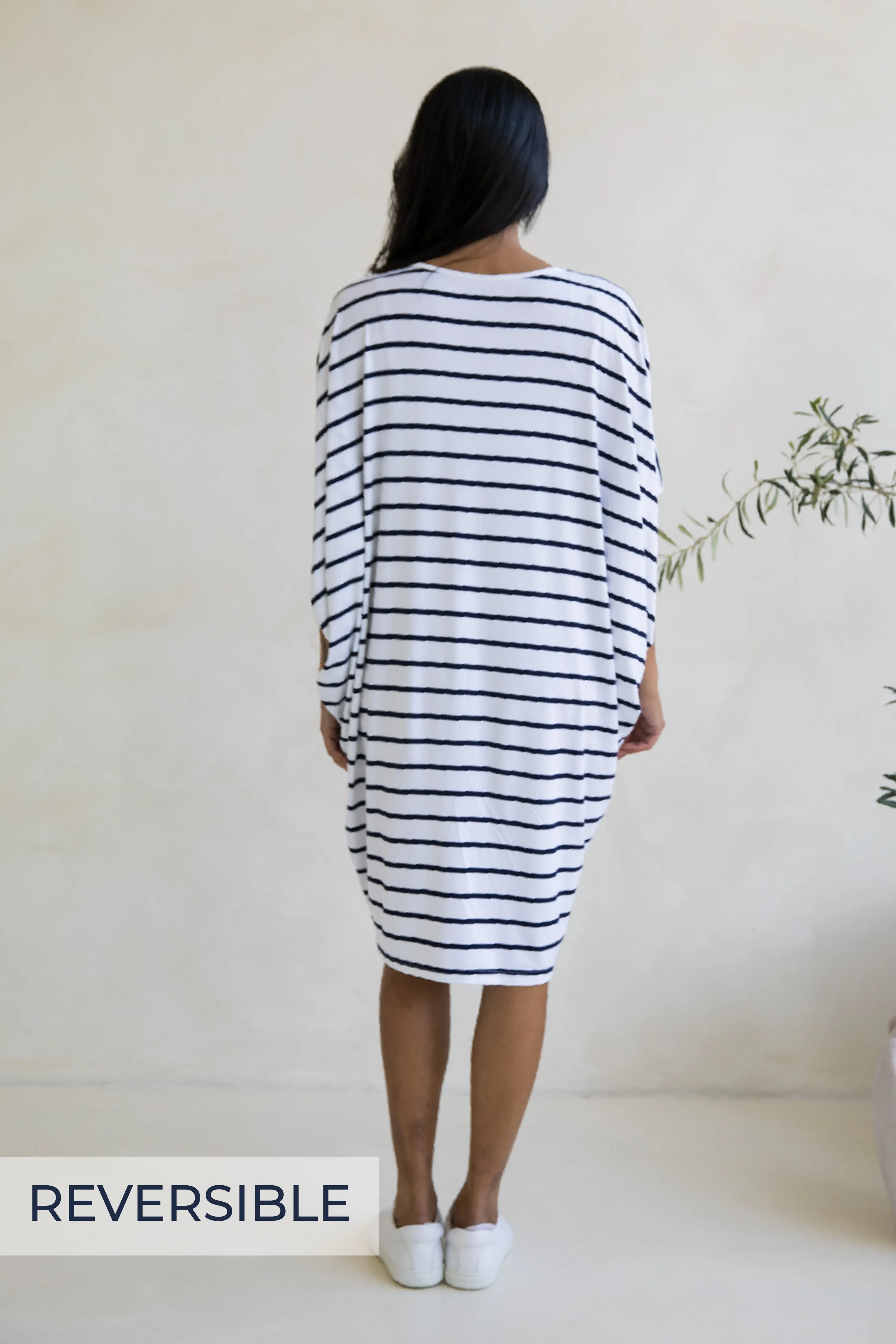 Miracle Dress in Navy/White Stripe