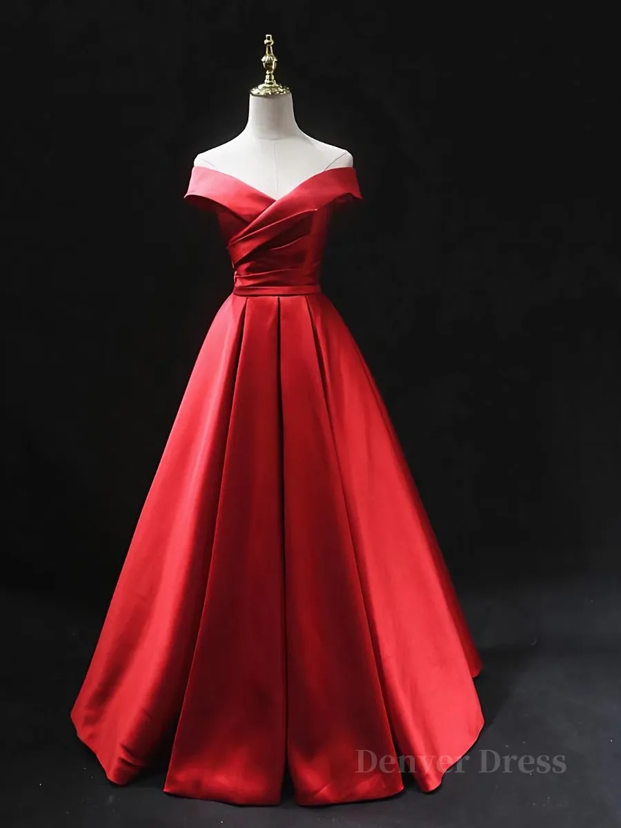 Off the Shoulder Red Long Prom Dresses Red Off Shoulder Long Formal Evening Dresses