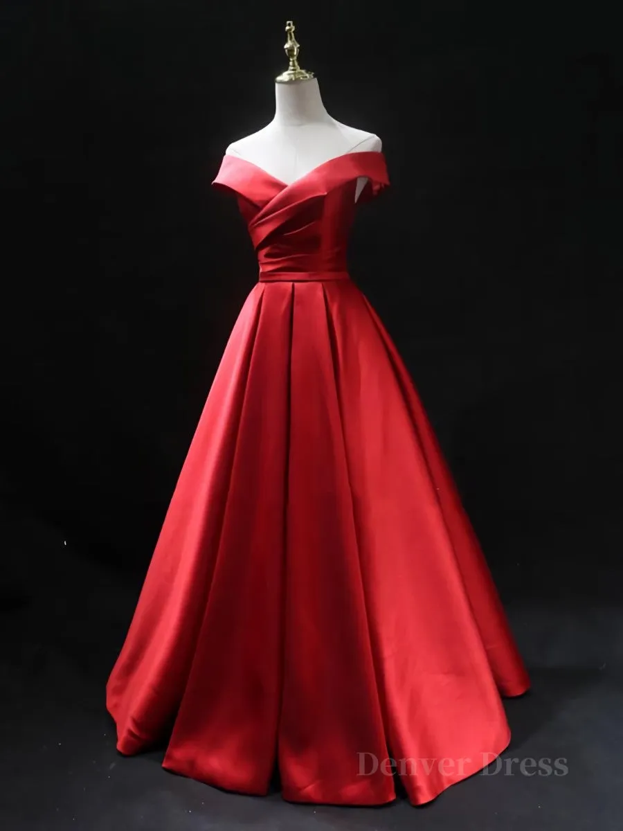 Off the Shoulder Red Long Prom Dresses Red Off Shoulder Long Formal Evening Dresses