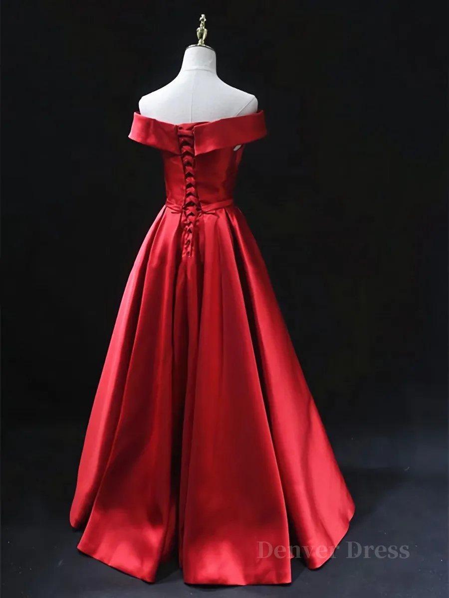 Off the Shoulder Red Long Prom Dresses Red Off Shoulder Long Formal Evening Dresses