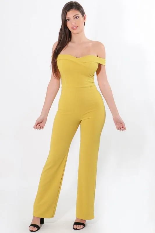 Off The Shoulder Wide Leg Jumpsuit