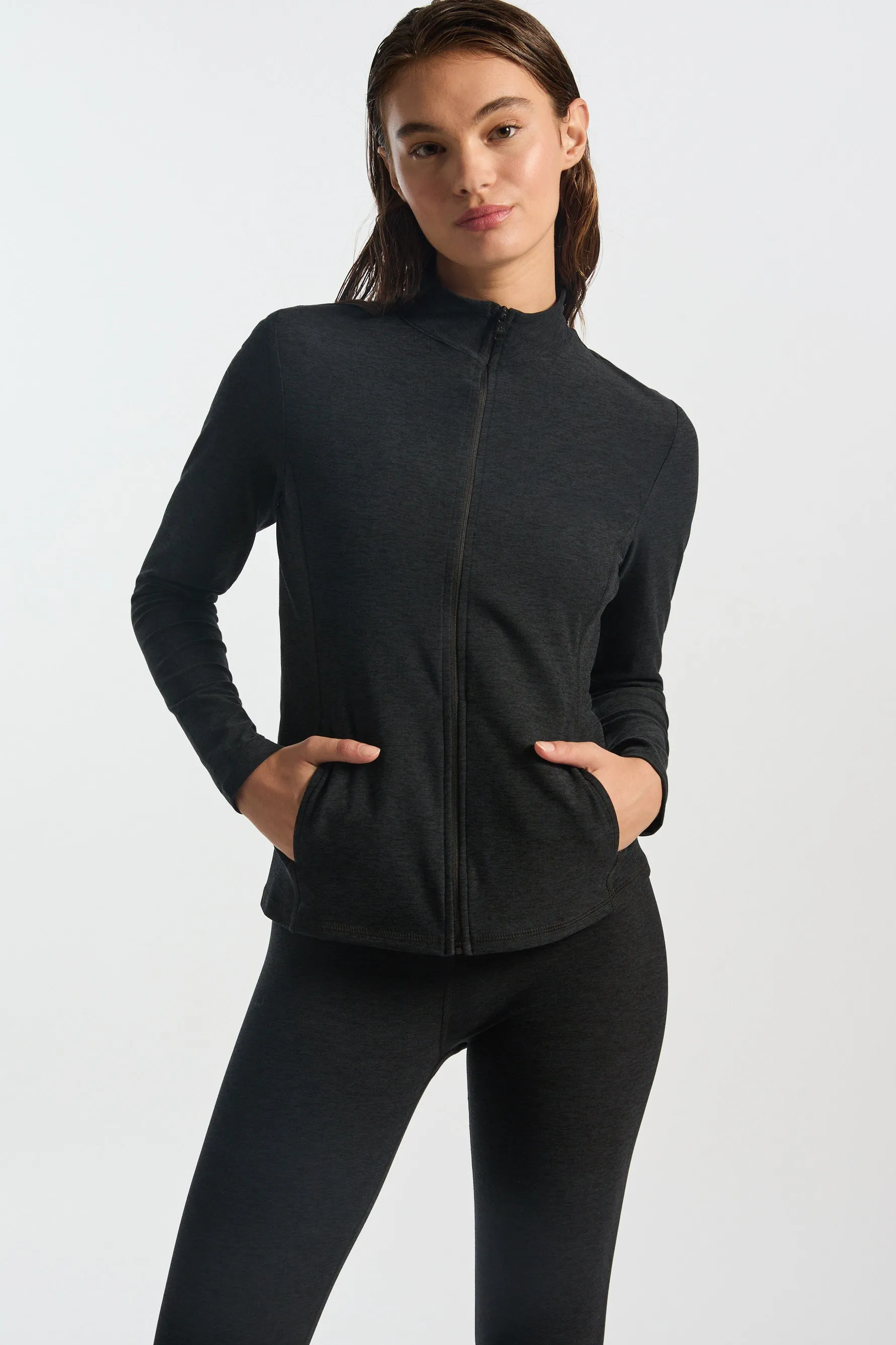 On The Go Mock Neck Jacket - Darkest Night