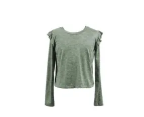 Paper Crane Olive Ruffle Shoulder Top