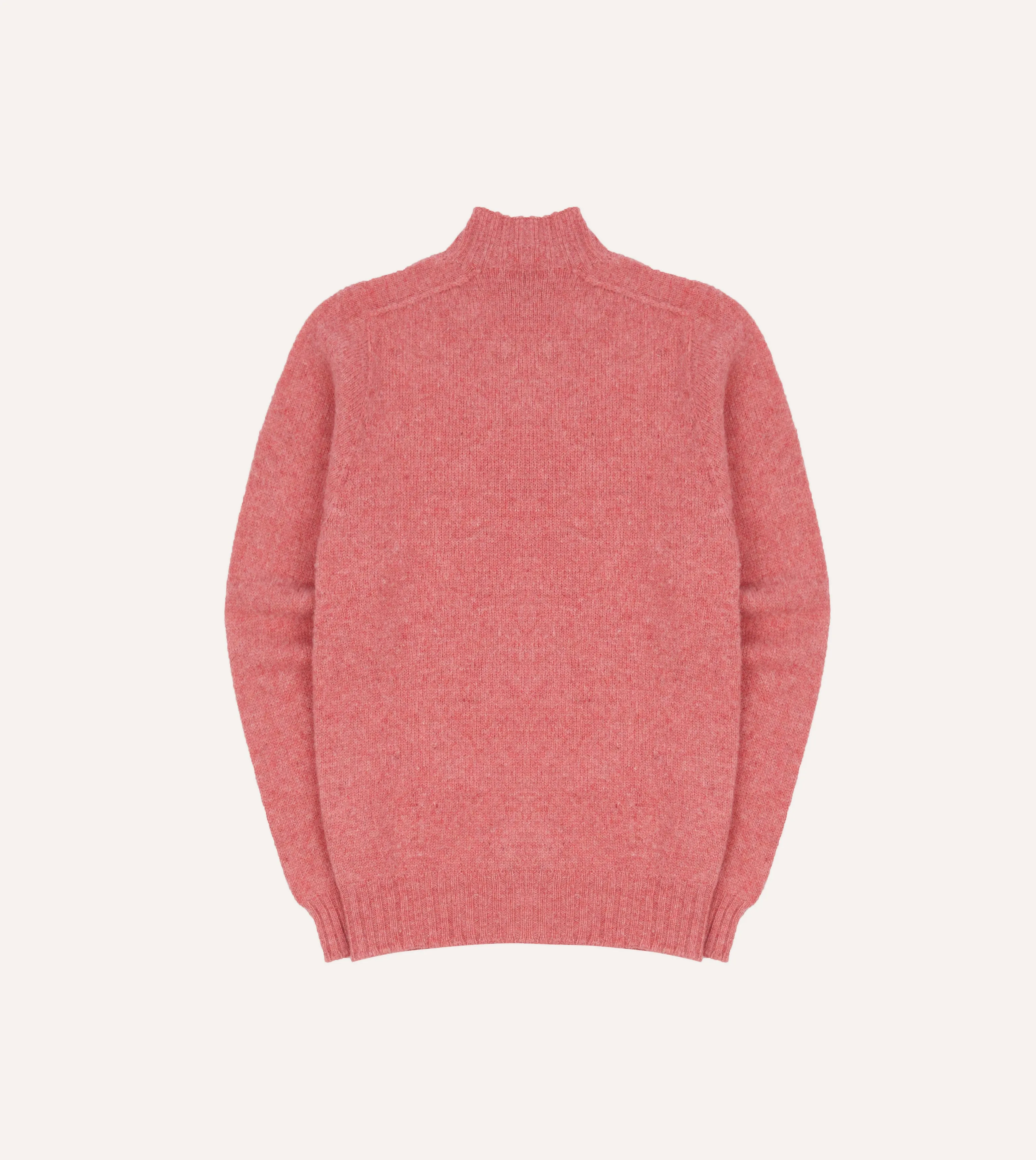 Pink Brushed Shetland Mock Neck Jumper