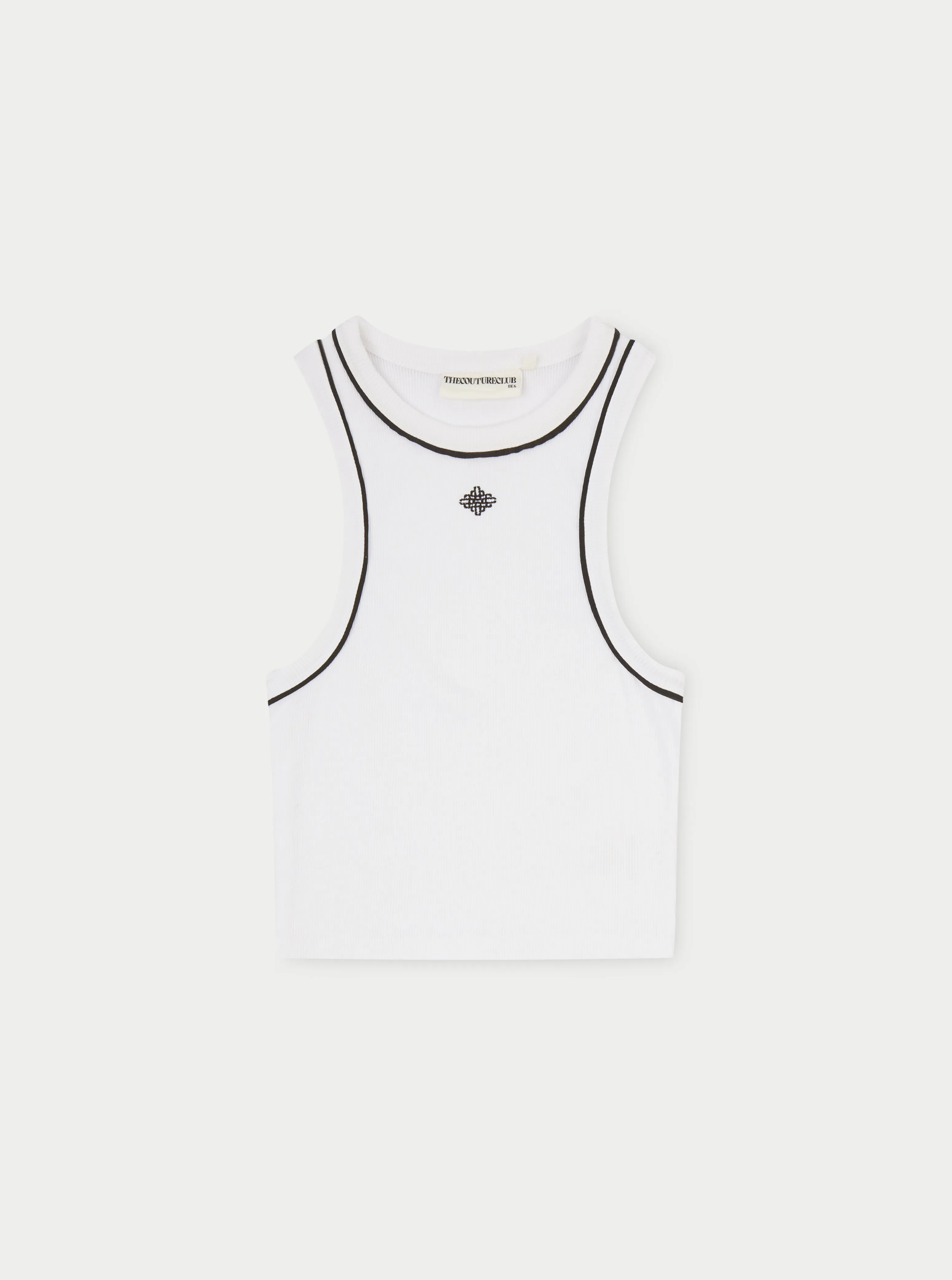 PIPED RACER CROP TOP - WHITE