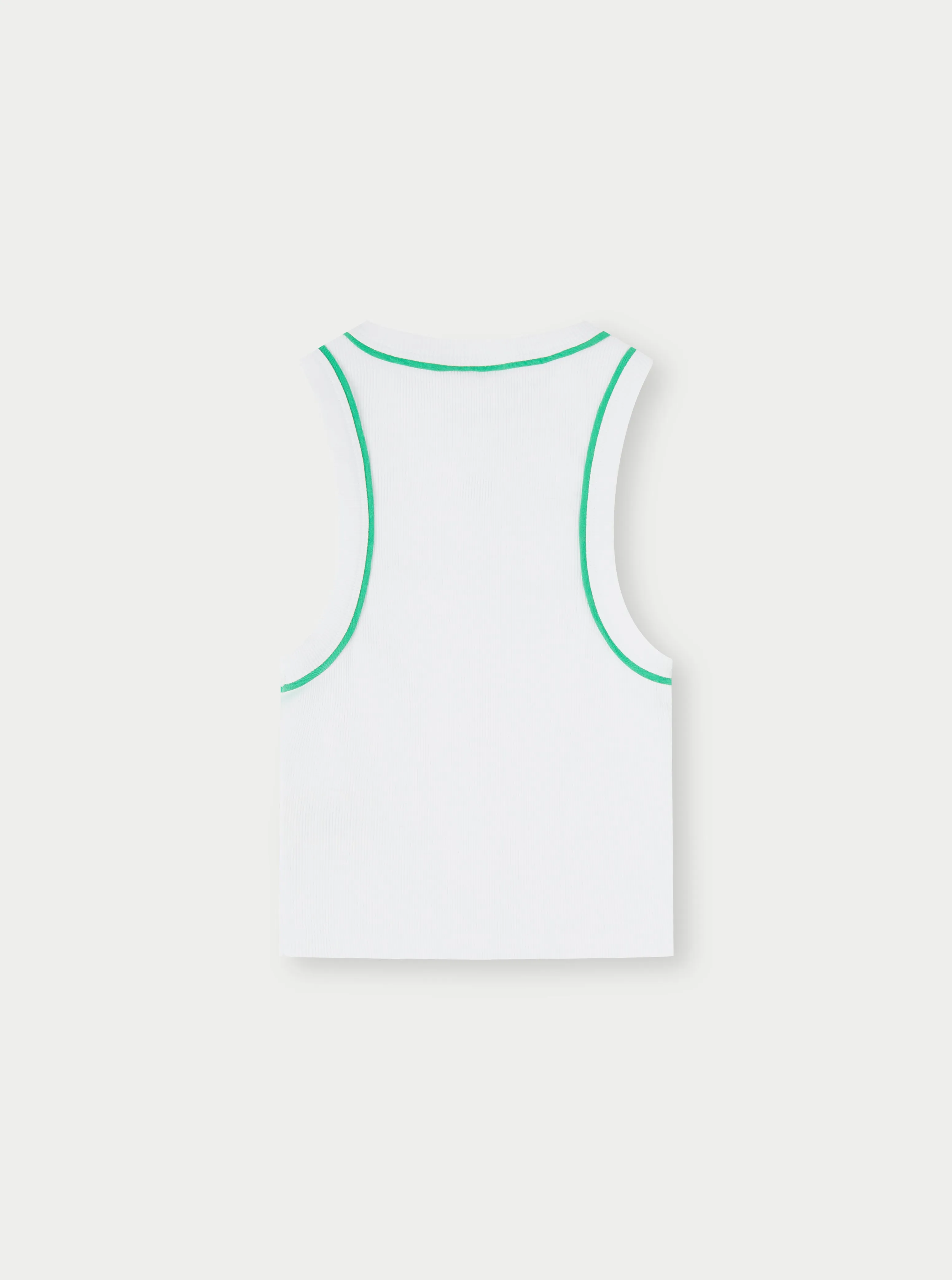 PIPED RACER CROP TOP - WHITE/GREEN