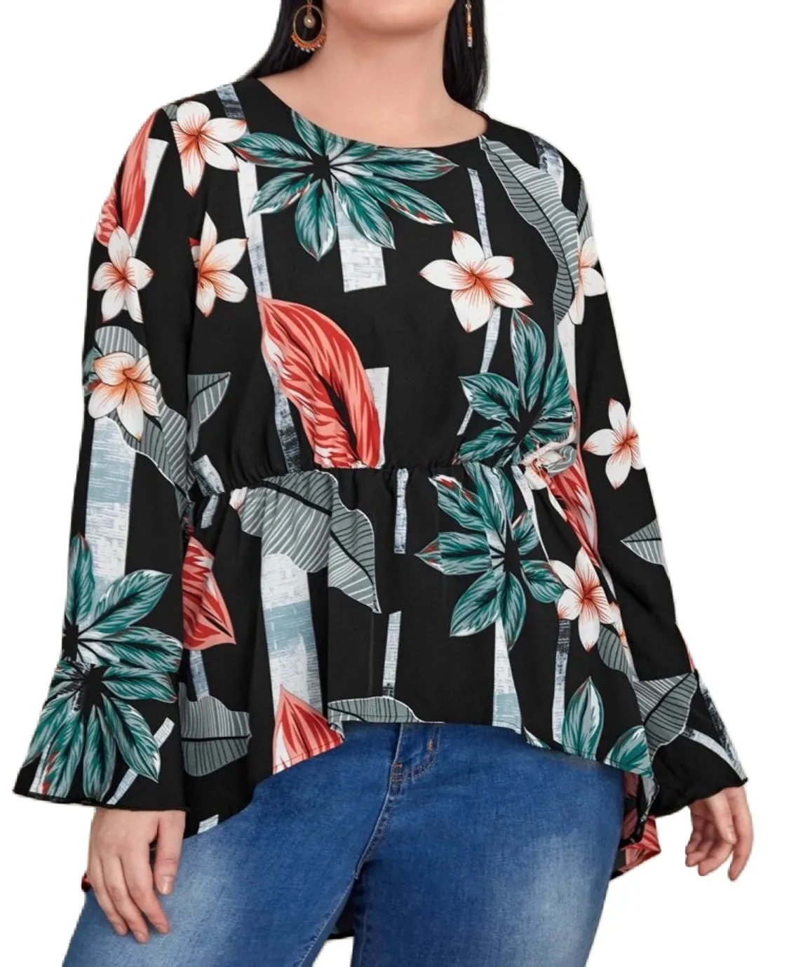 Plumeria Peplum Blouse