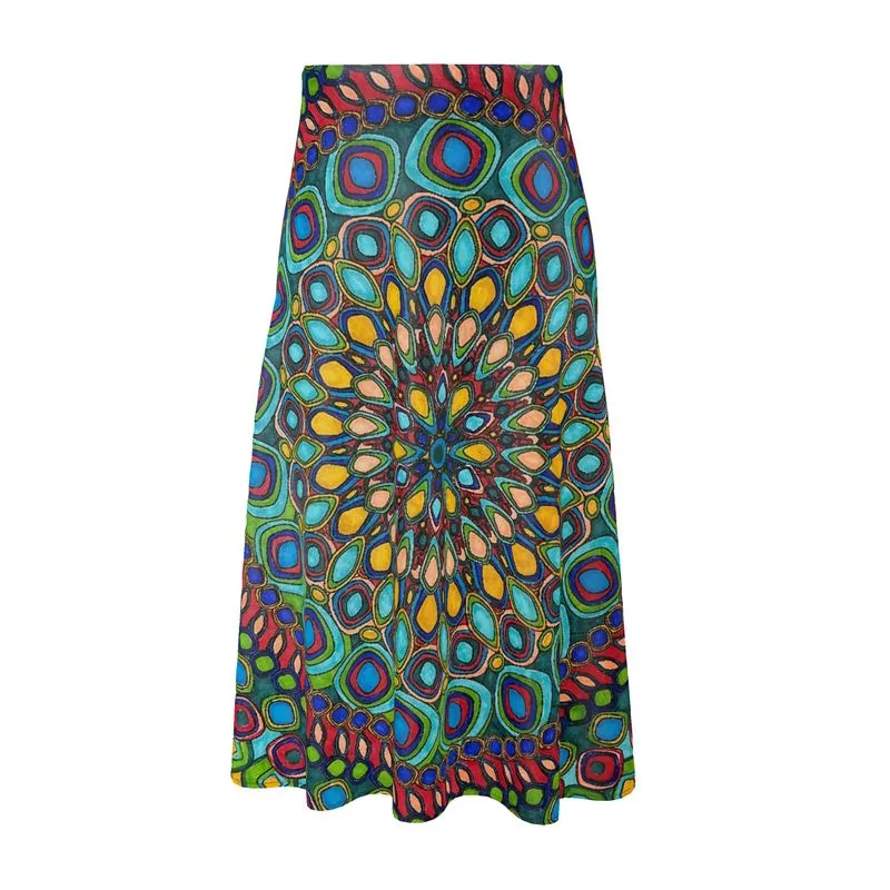 Radiant Rotation Flowing Midi Skirt