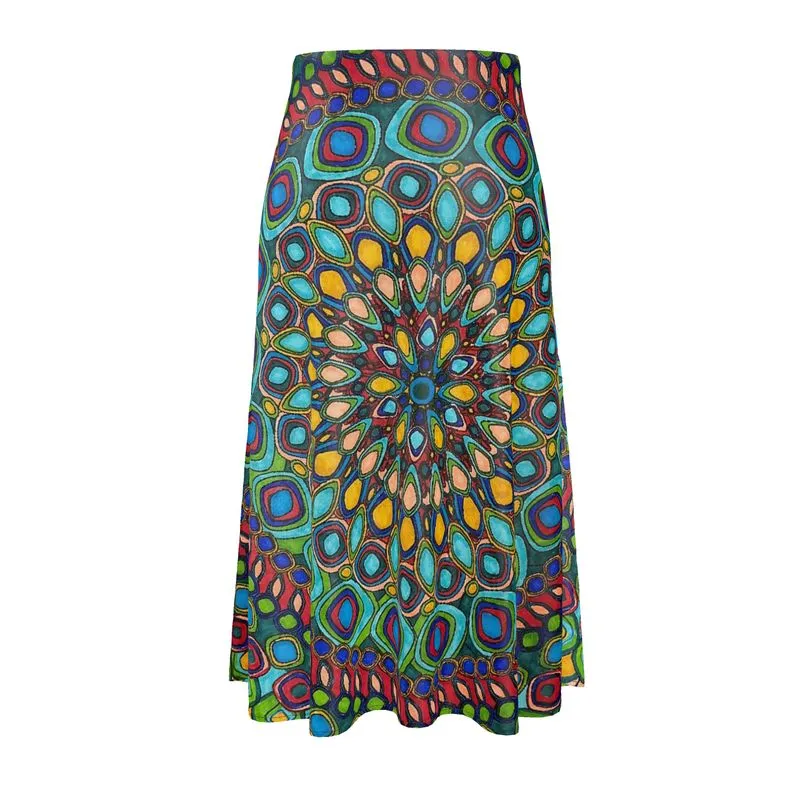 Radiant Rotation Flowing Midi Skirt