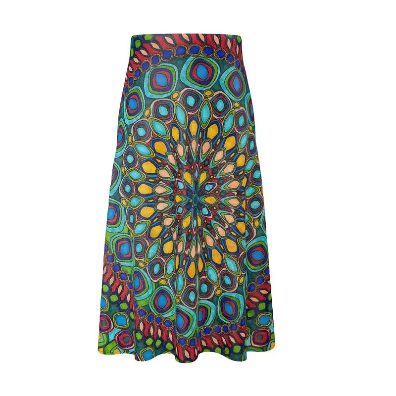 Radiant Rotation Flowing Midi Skirt