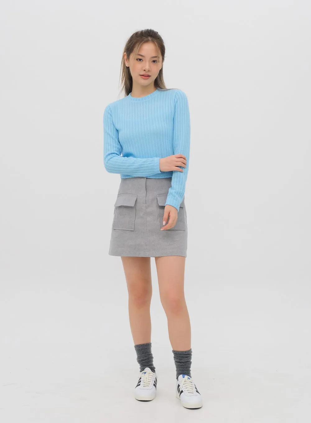 Ribbed Long Sleeve Crop Top M4