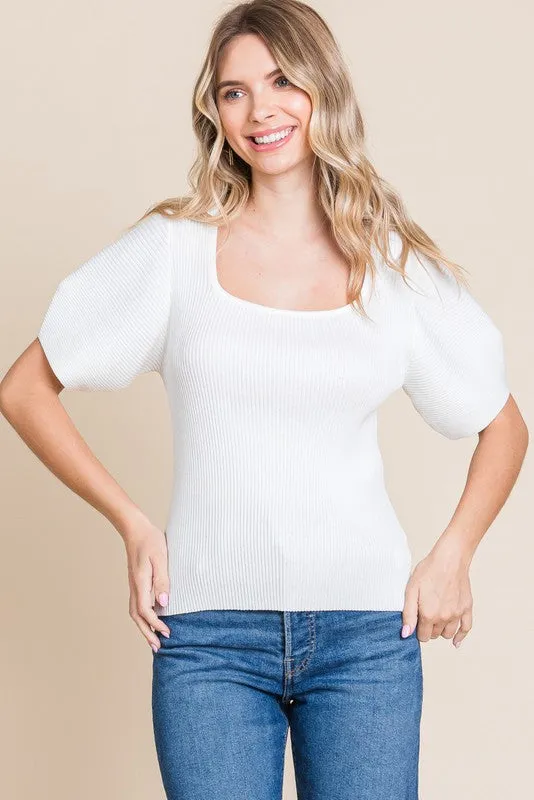 Ribbed Square Neck Top