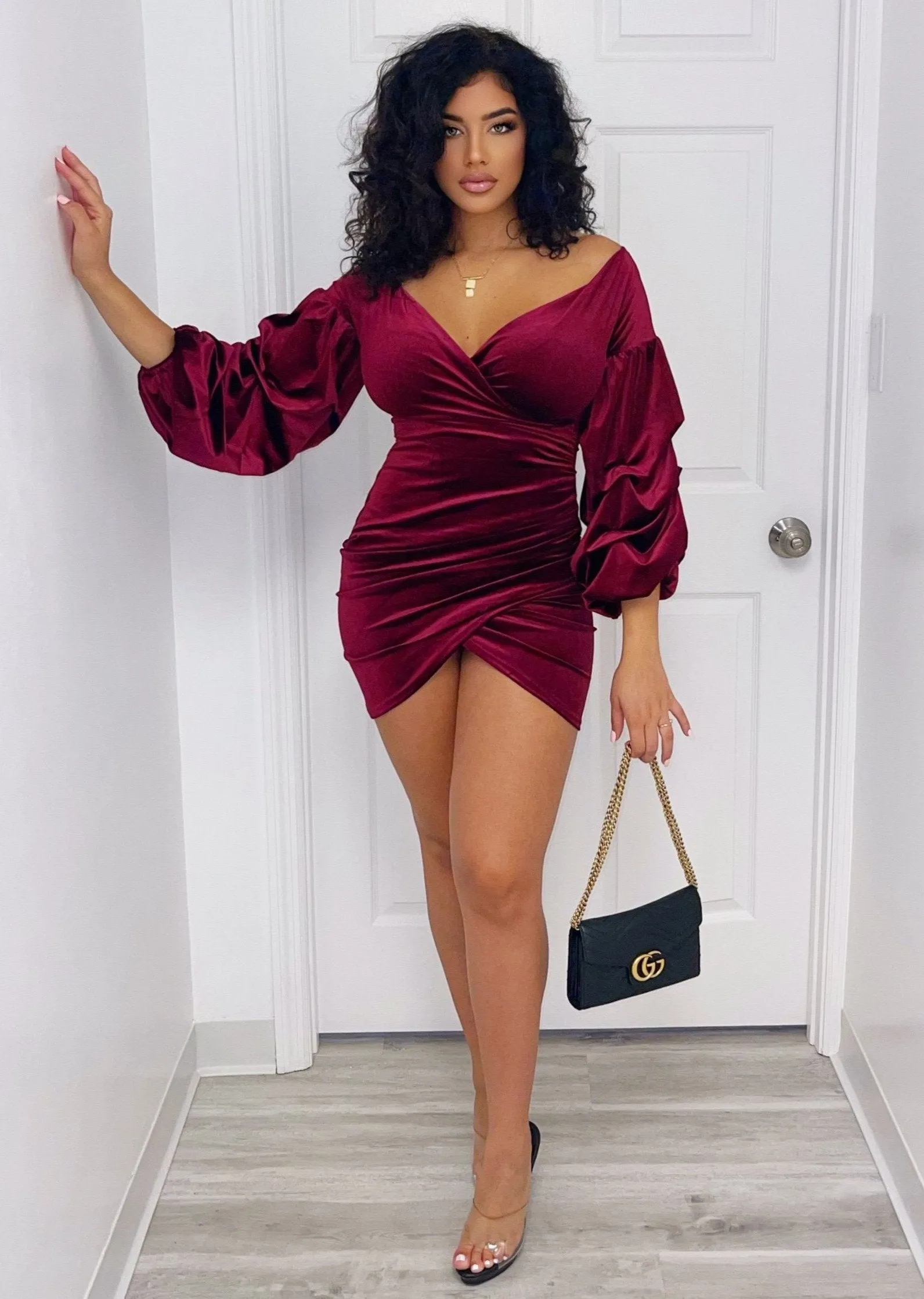 Roselyn Velvet Off Shoulder Mini Dress