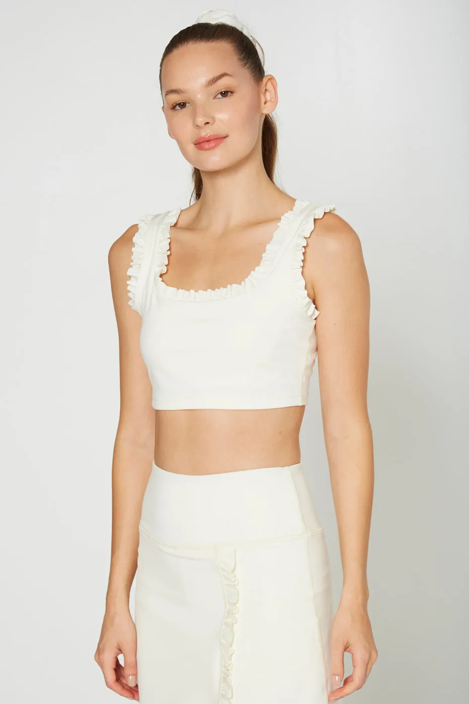 Ruffle Scoop Neck Crop Top