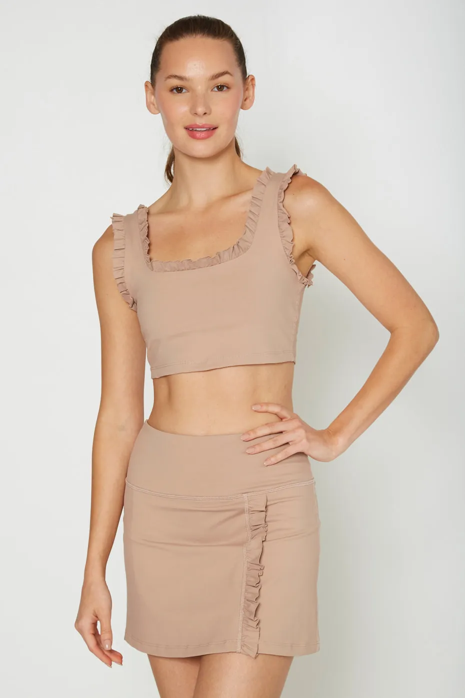 Ruffle Scoop Neck Crop Top