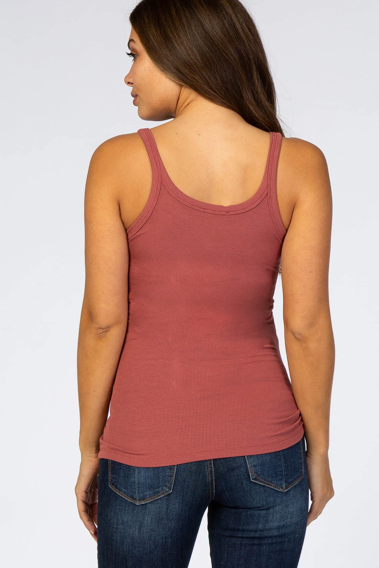 Rust Ribbed Maternity Tank Top