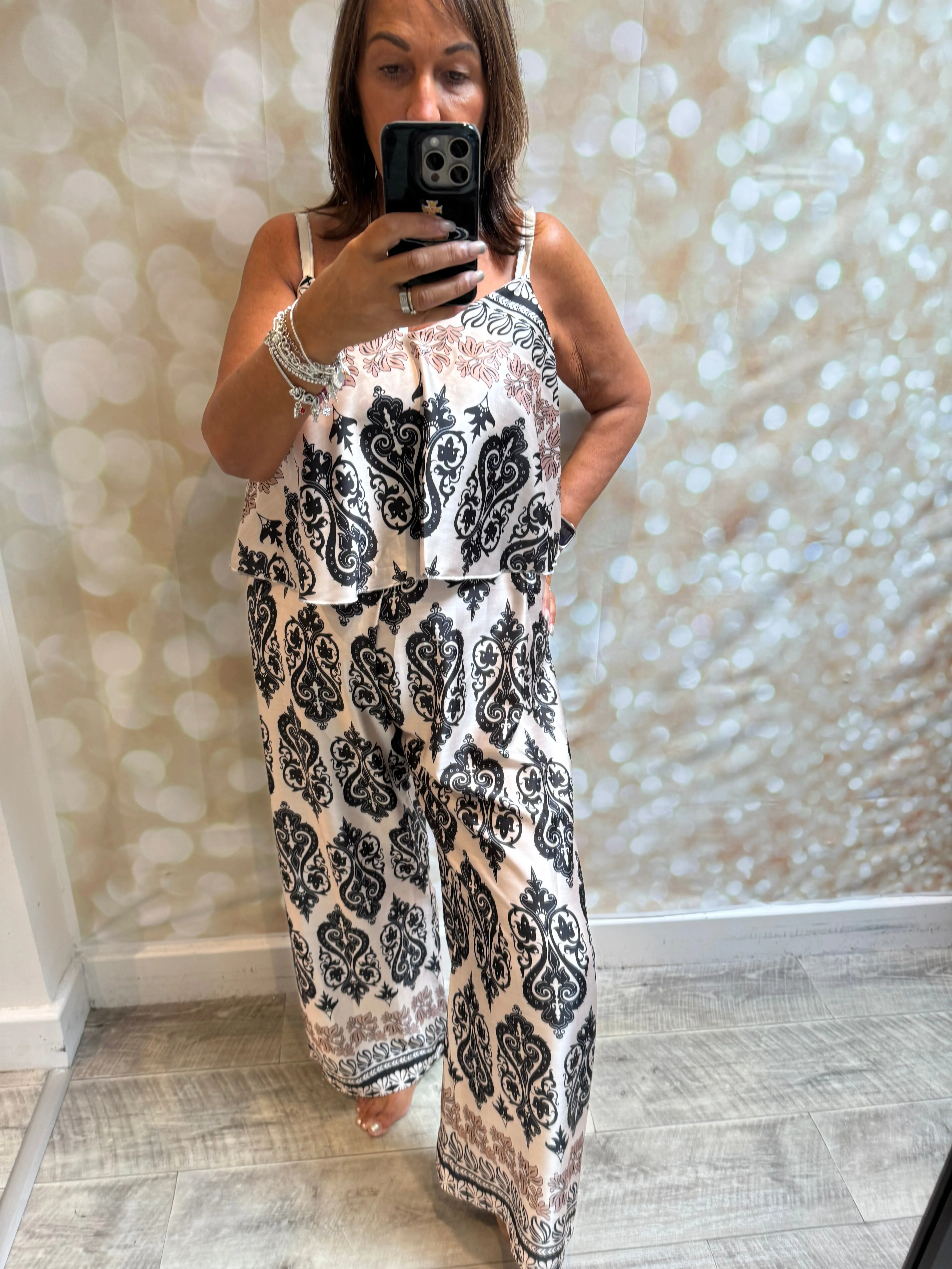 Silky Baroque Palazzo Jumpsuit