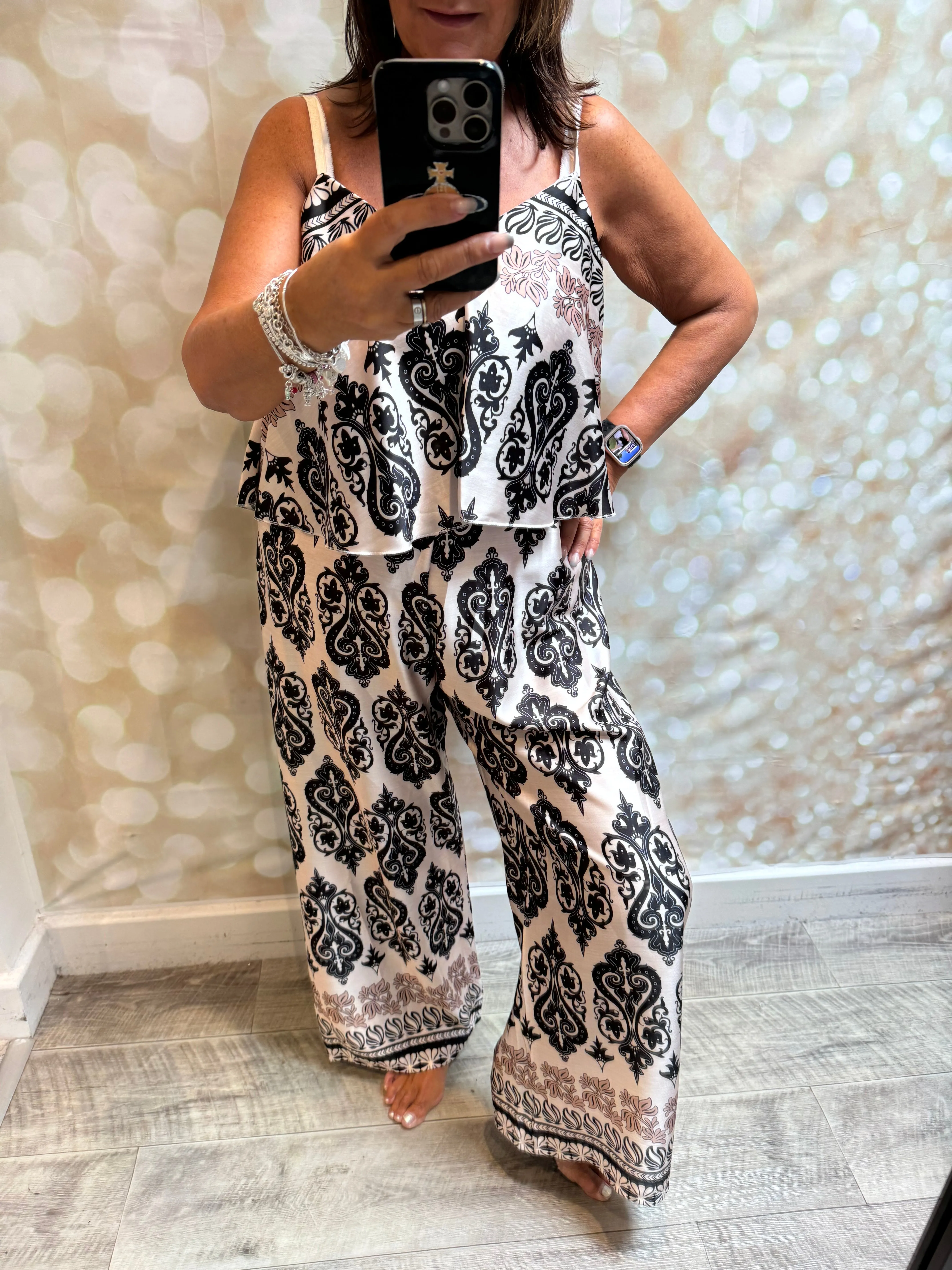 Silky Baroque Palazzo Jumpsuit