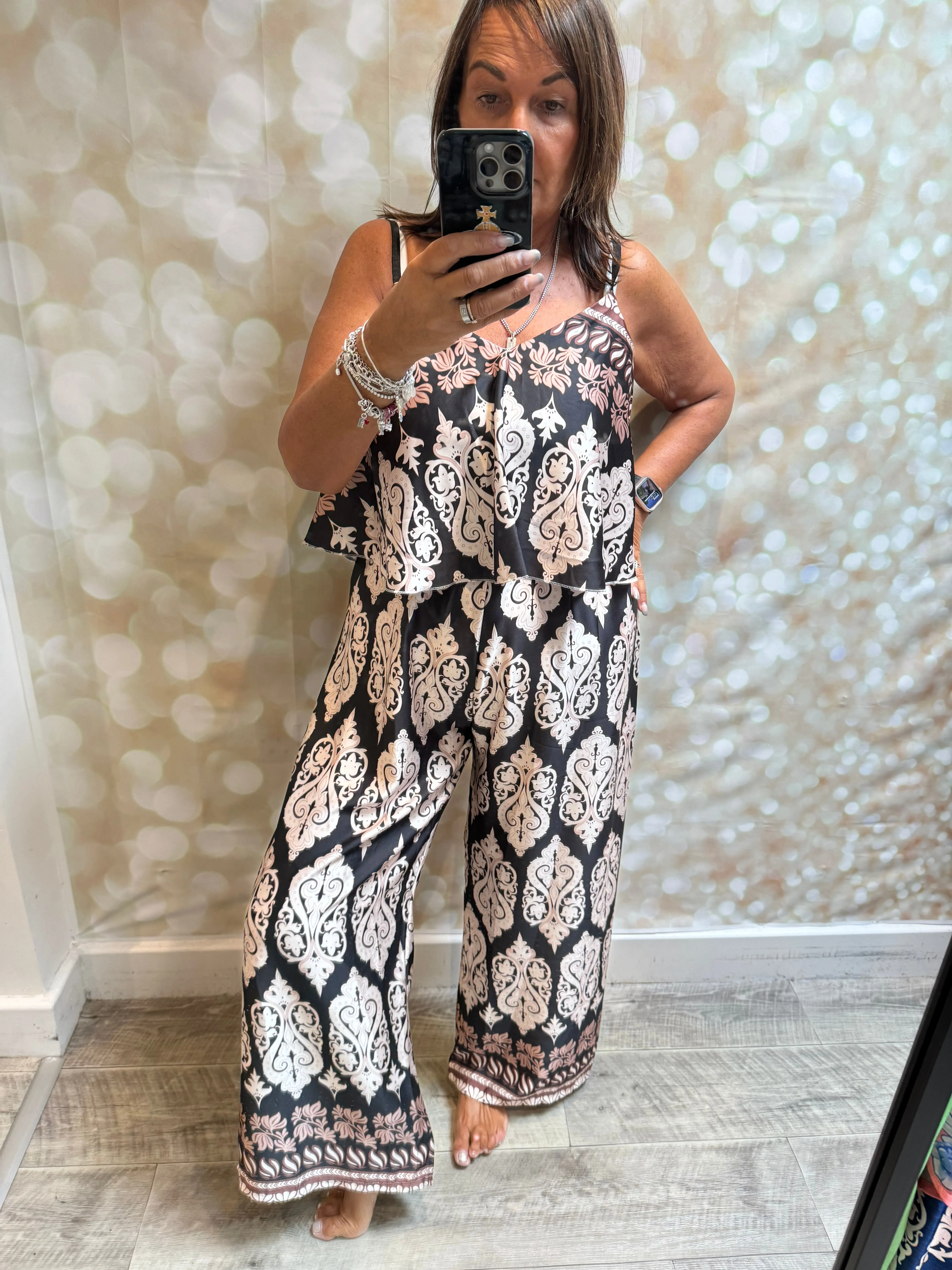 Silky Baroque Palazzo Jumpsuit