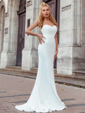 Simple Off Shoulder Wholesale Sweetheart Mermaid Eloping Dress for Wedding