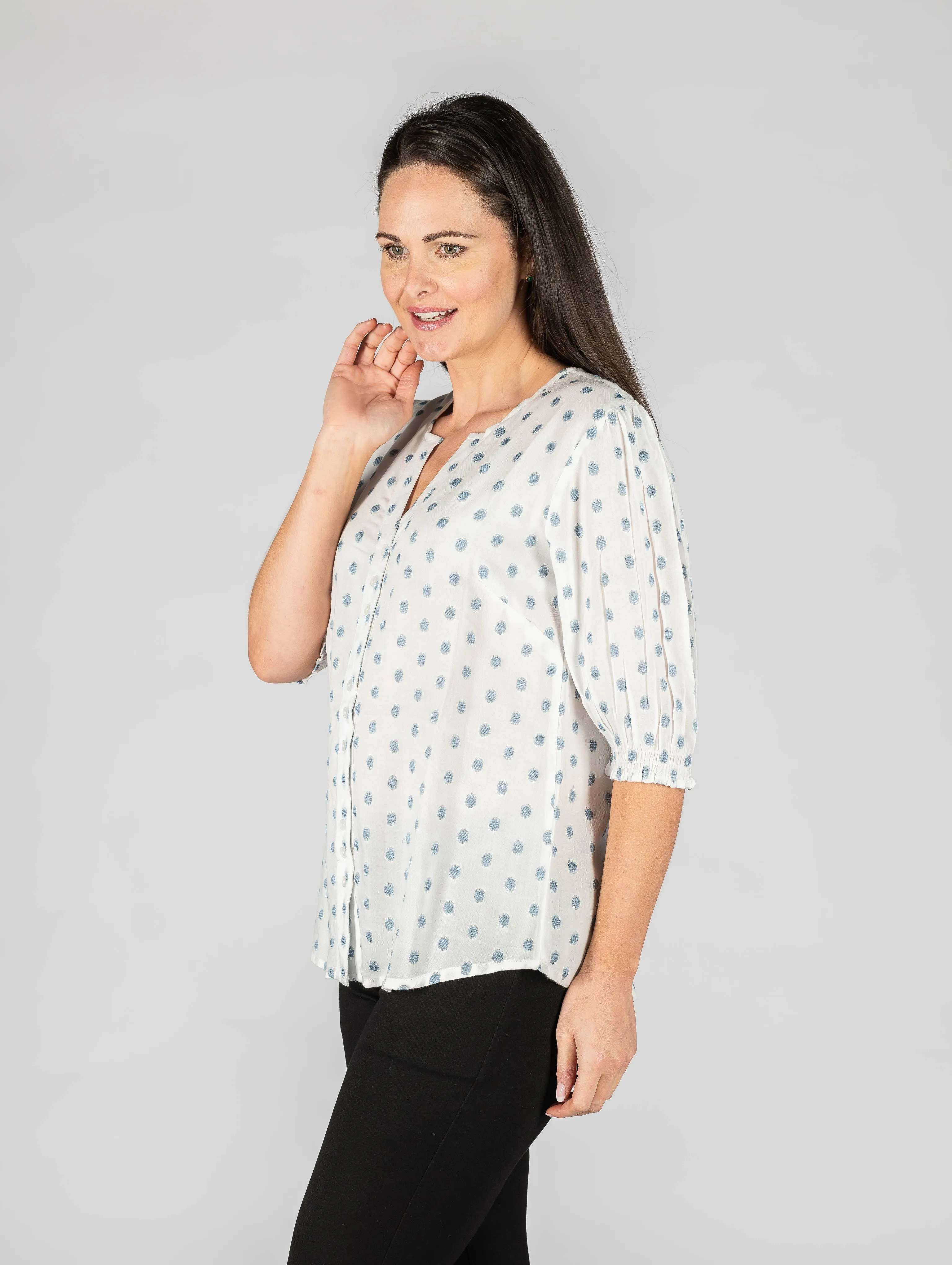 Spot Jacquard Blouse