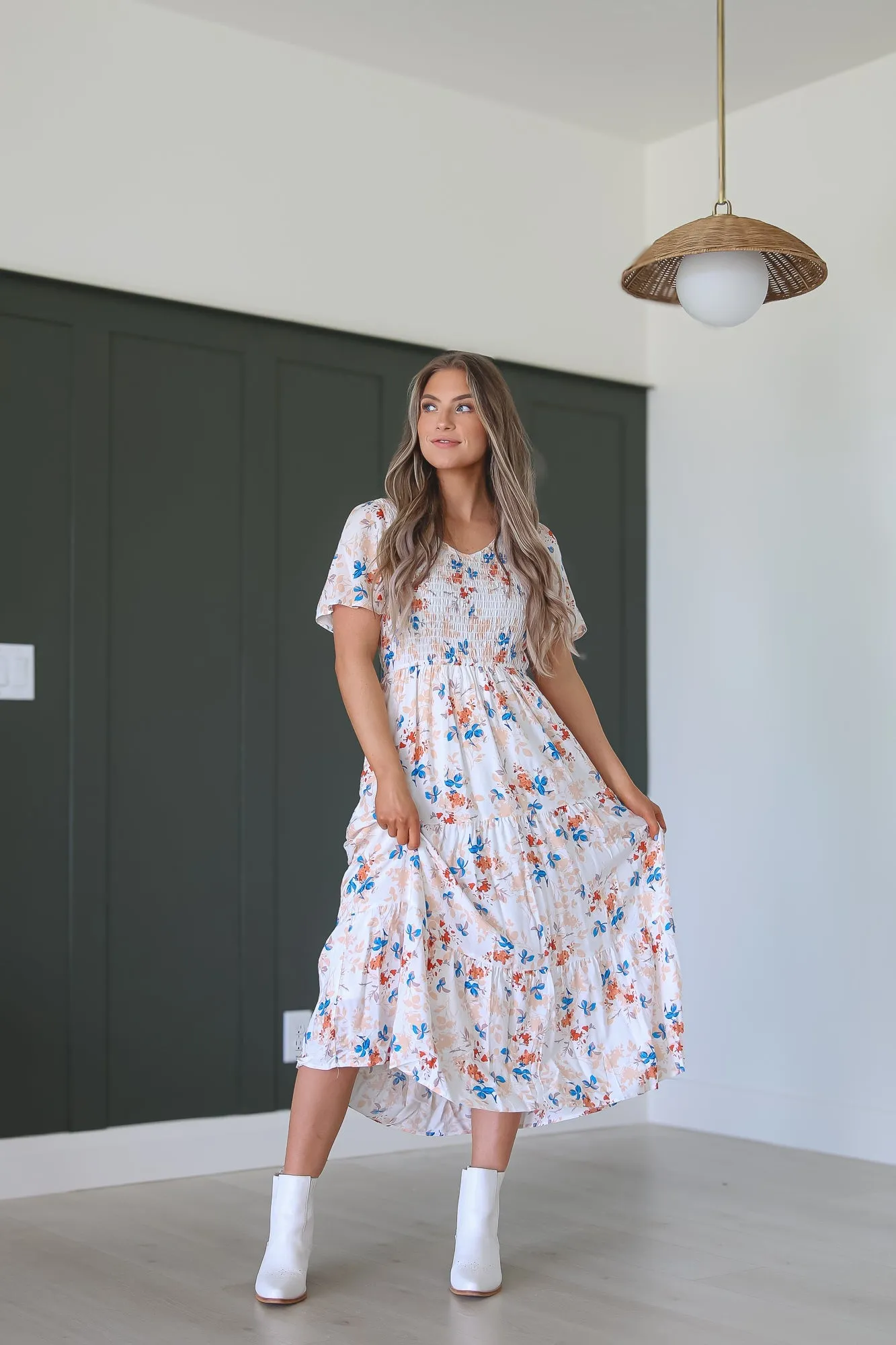 Tayla Dress in Floral White