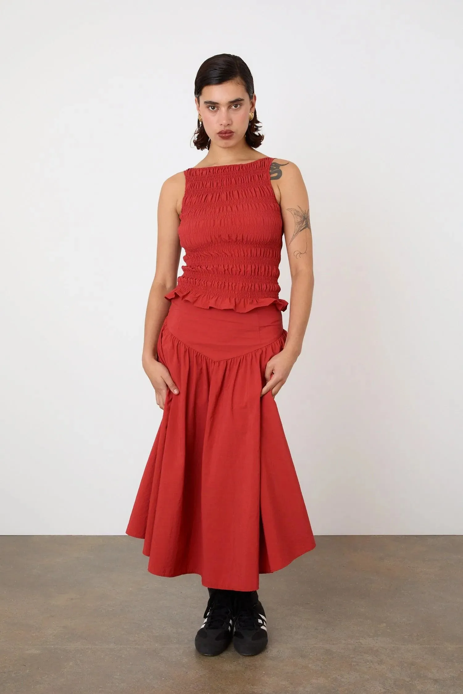 The Deba Midi Skirt, Tomato