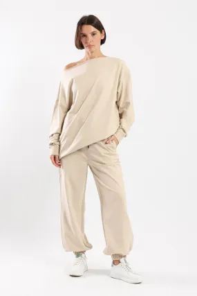 VERSATILE OFF SHOULDER SWEATER - BEIGE