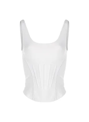 white corseted tank top