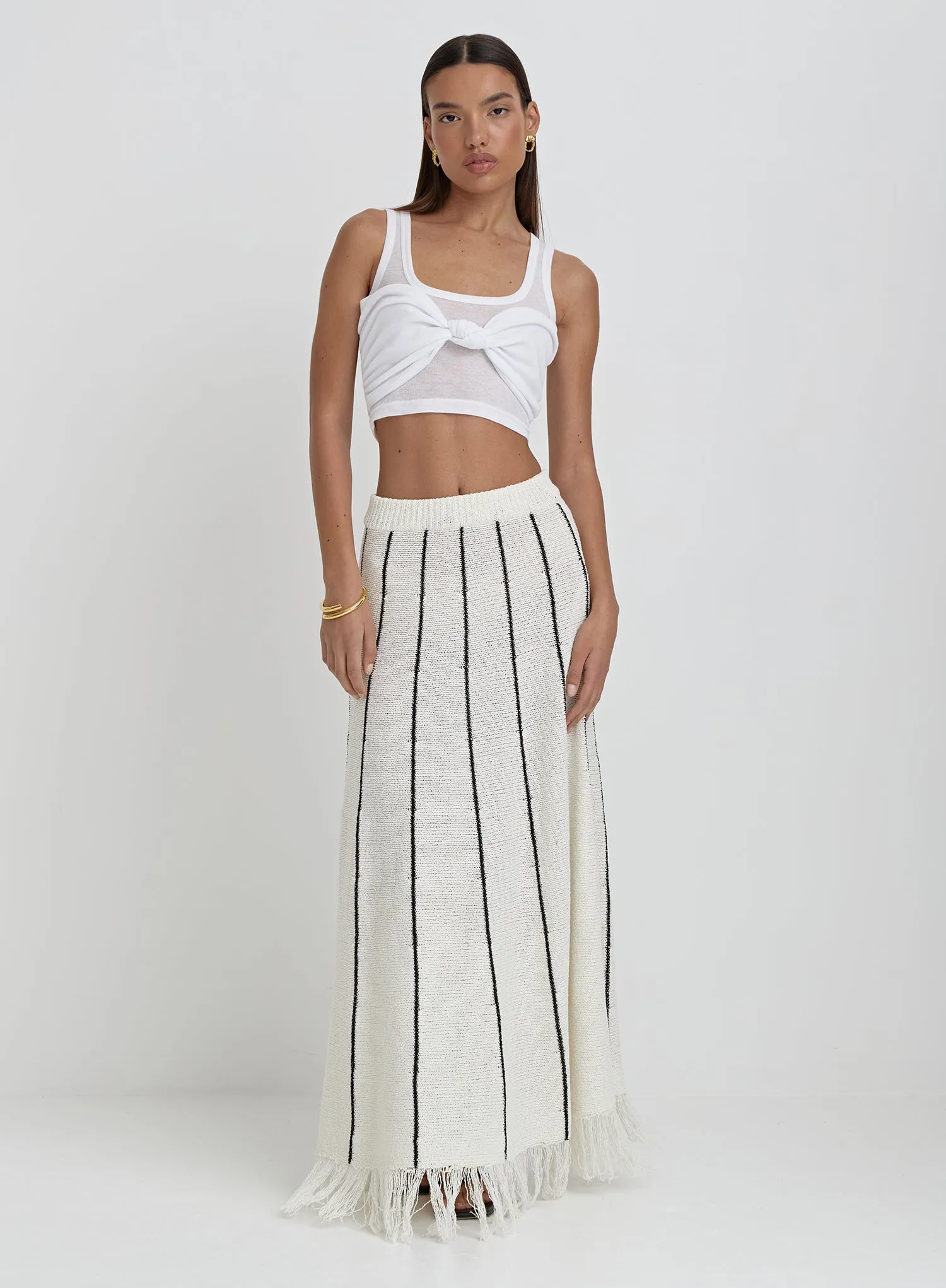 White Knot Front Crop Top- Emi