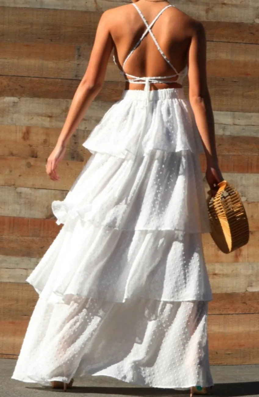 White Ruffled Maxi Dress