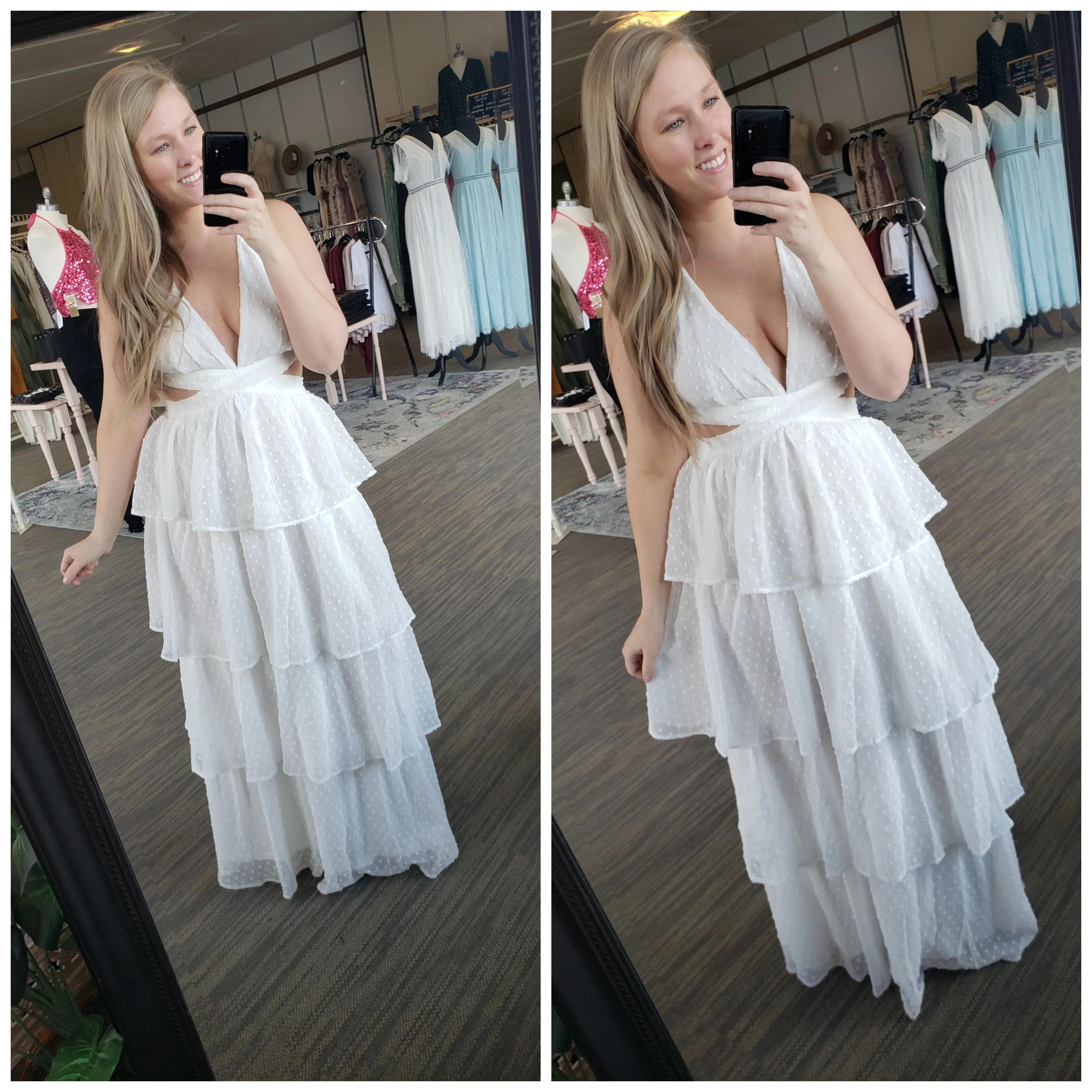 White Ruffled Maxi Dress